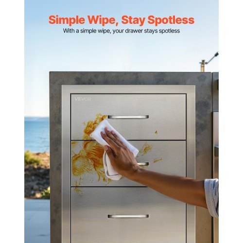 Outdoor Kitchen Drawers 18.11"W x 23.23"D x 23.23"H, Triple-Access Stainless Steel BBQ Drawers with Handles, BBQ Island Drawer for Outdoor Kitchens or Barbeque Island Patio Grill Station