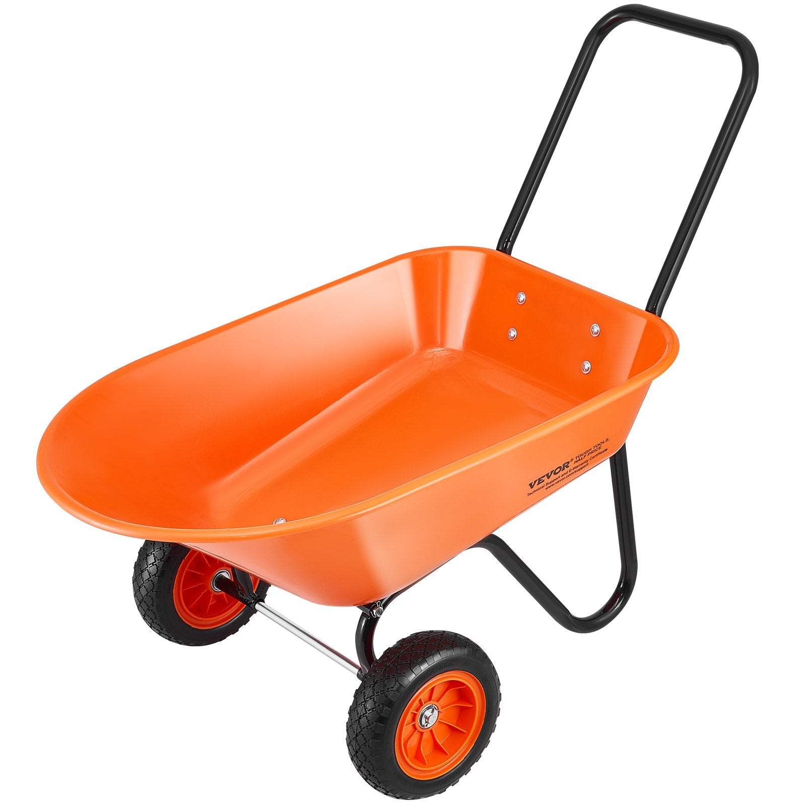 Wheelbarrow Cart, 5 Cu. Ft. Load & 397 lbs Capacity, 2 Wheels Garden Dump Cart, Garden Wagon with Handle &  10"  Wide Track Wheels, Easy Loading Utility Yard Cart & Wagons for Outdoor Lawn Yard