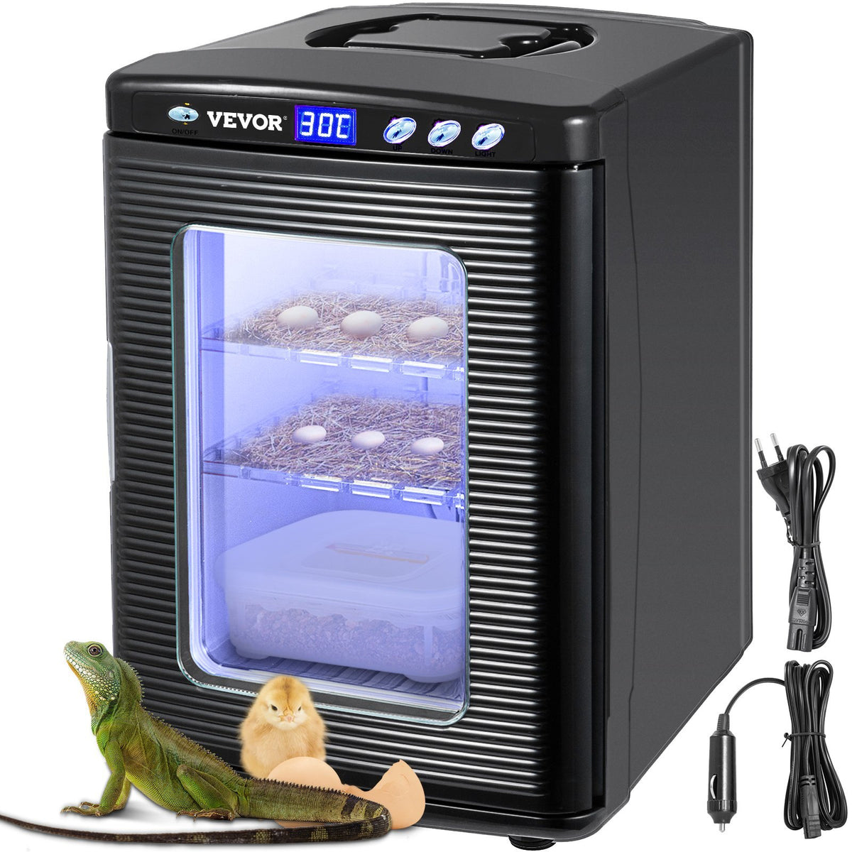 Egg Incubator and Hatcher 25L Black Reptile Egg Incubator 5-42?C Scientific Hatcher Heating Bright LED Digital Display For Small Animals