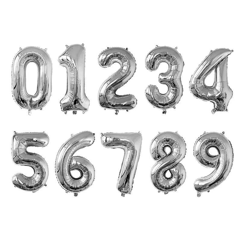 Color: Laser, Ballon Size: 16INCH, Shape: W - 16/32 inch Number Foil Rose Gold Green Silver Discolor Digital Baby Shower Supplies Kid Boy balloons Birthday Party Decoration