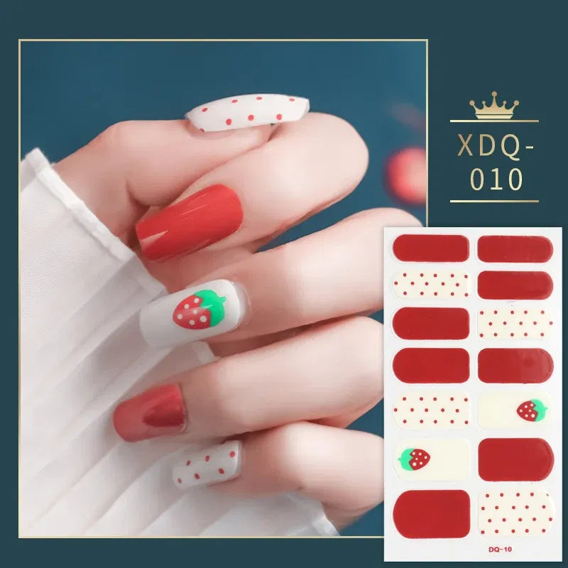 Color: Pink - Dropshipping Red Strawberry Nail Stickers Fashion Nail Polish Self Adhesive Manicure Decoration Nail Accessories Nail Art