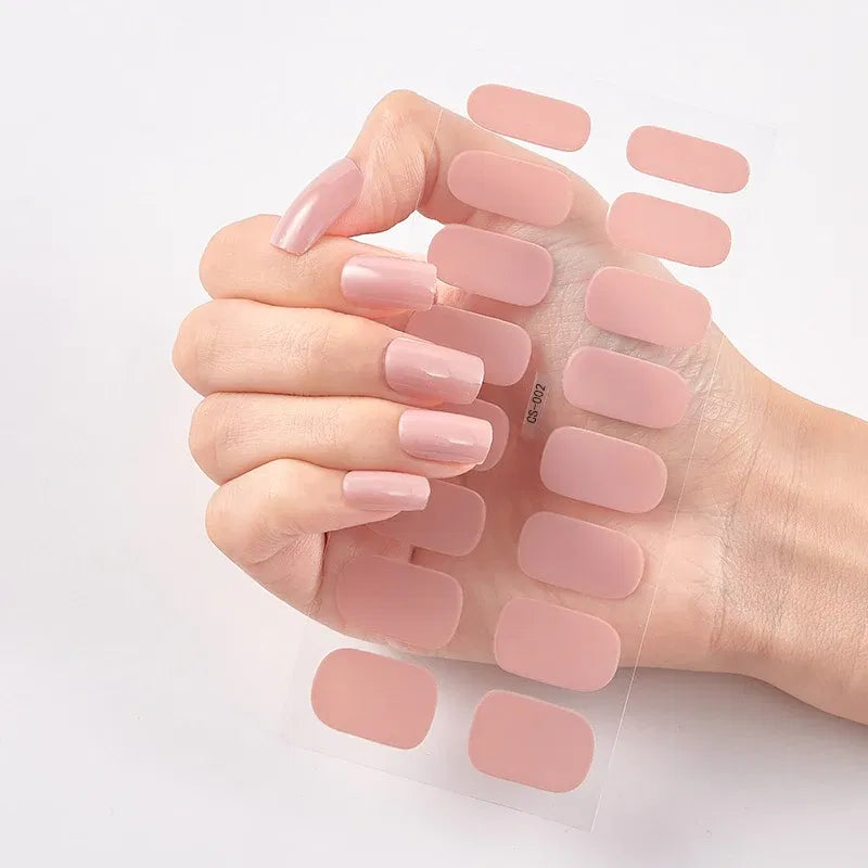 Color: White Smoke - Novidades Full Cover Nail Stickers Designer Nail Decals Pure Solid Color Nail Decoration Nails Sticker Designer Creative Shiny