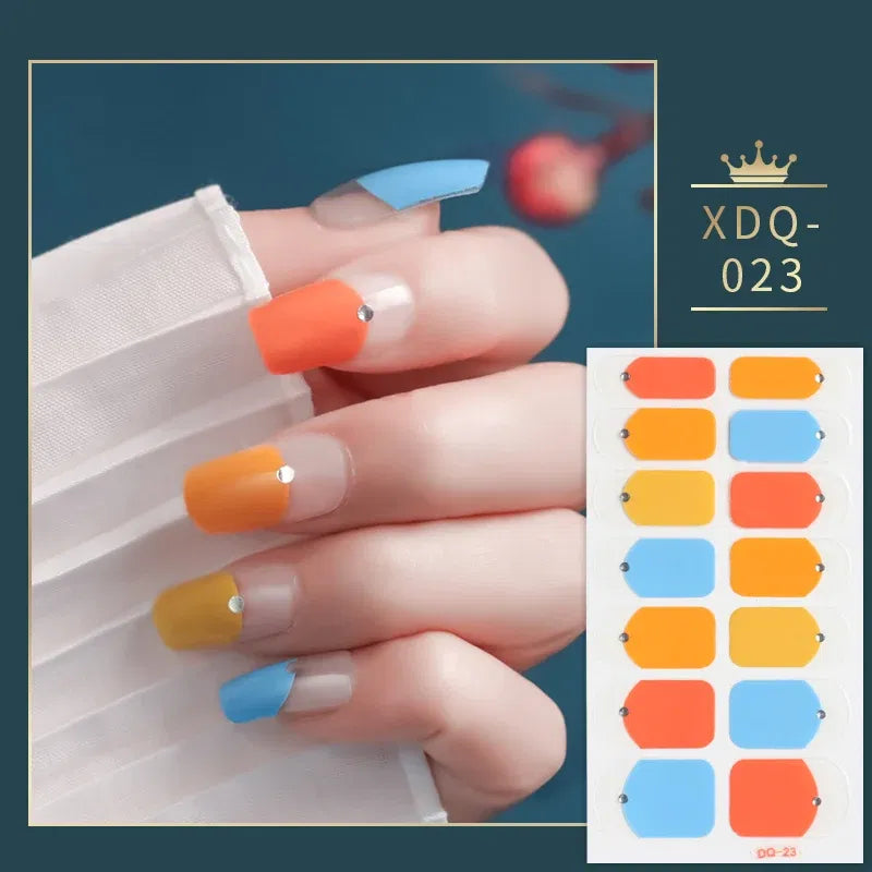 Color: Normal White - Dropshipping Yellow and Green Nail Stickers Self Adhesive Manicure Nail Art Decoration Nail Accessories Stickers for Nails Gifts