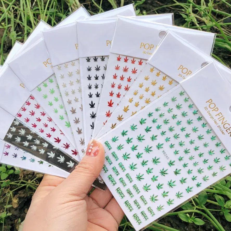 Color: Brown - 1PCS New English Alphabet Nail Stickers Multi-Color Laser Reflective Nail Slider Art Cool Text Nail Kit