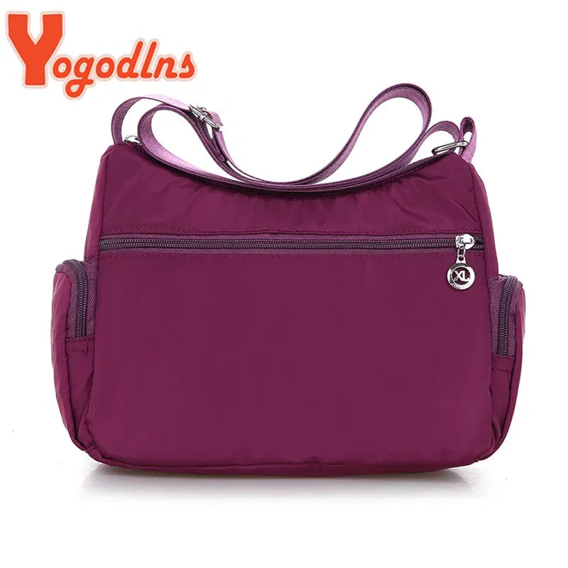 Color: NUDE, Size: S - Yogodlns Oxford Waterproof Shoulder Bag Women Casual Crossbody Bag Multifunction Shopping Handbag Large Capacity Messenger Bag