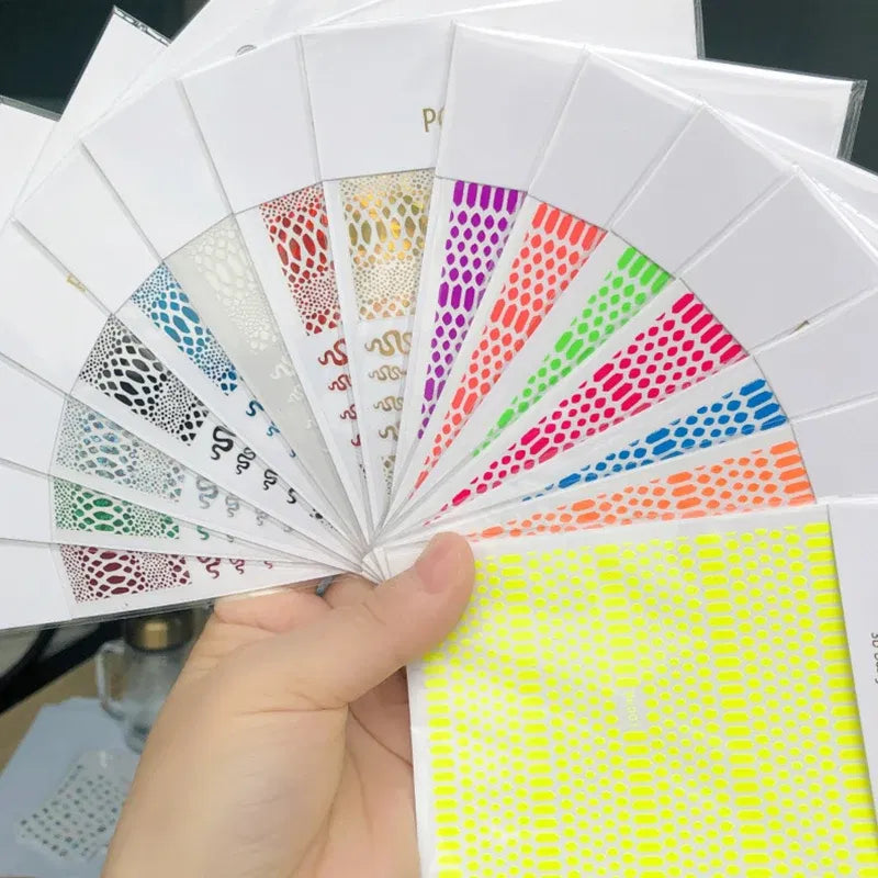 Color: Brown - 1PCS New English Alphabet Nail Stickers Multi-Color Laser Reflective Nail Slider Art Cool Text Nail Kit