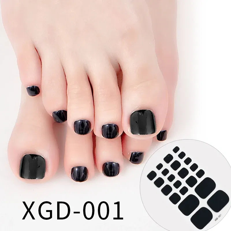 Color: black - Dropshipping 22tips/Sheet Color Toe Nail Polish Stickers/Strips Fake Nails Toenail Wraps Nail Art Nail Adhesive Self-Adhesive