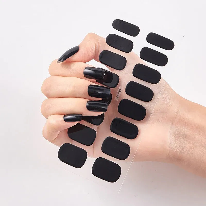 Color: White Smoke - Novidades Full Cover Nail Stickers Designer Nail Decals Pure Solid Color Nail Decoration Nails Sticker Designer Creative Shiny