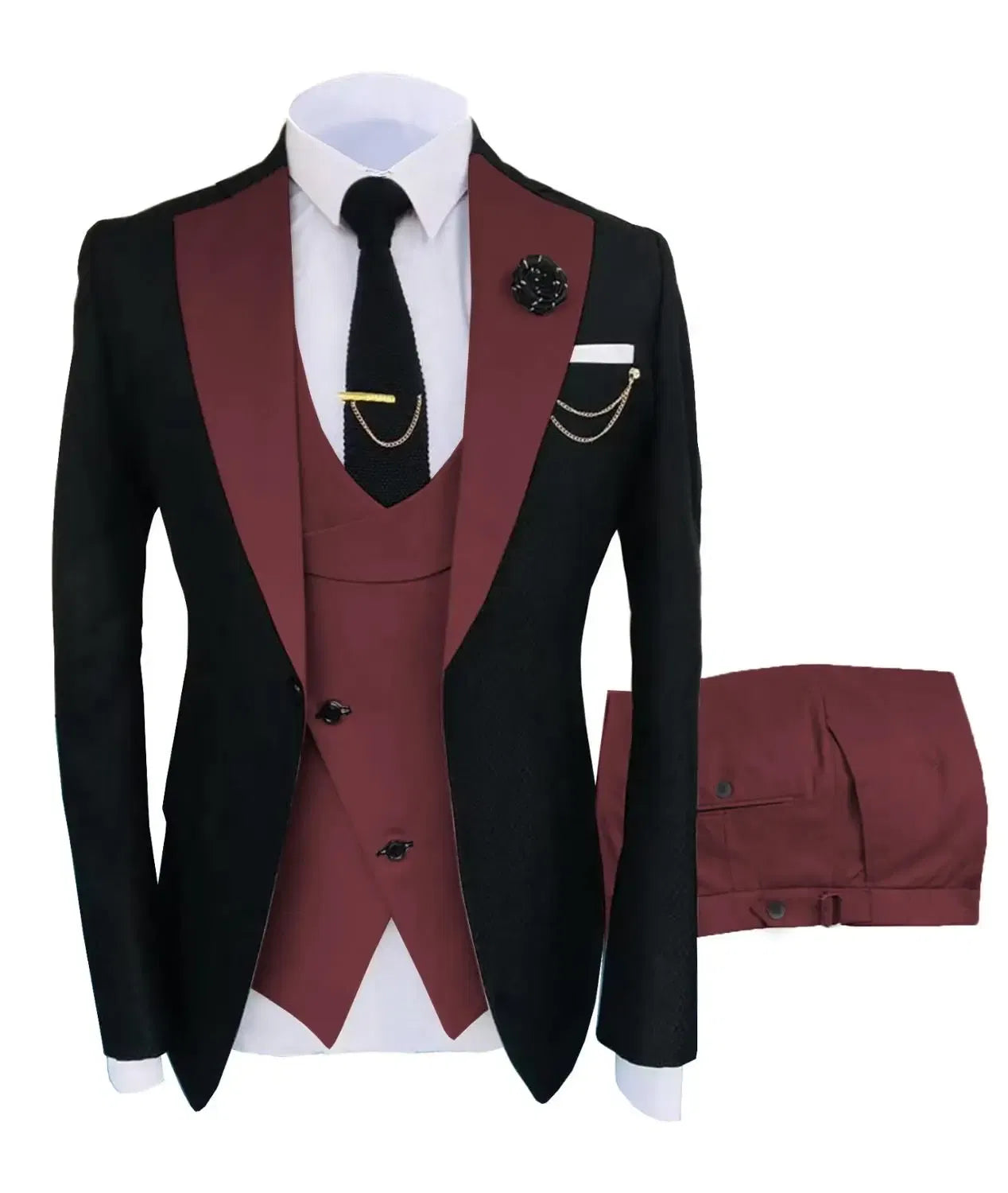 Color: MULTI, Size: One Size - New Costume Homme Popular Clothing Luxury Party Stage Men's Suit Groomsmen Regular Fit Tuxedo 3 Peice Set Jacket+Trousers+Vest