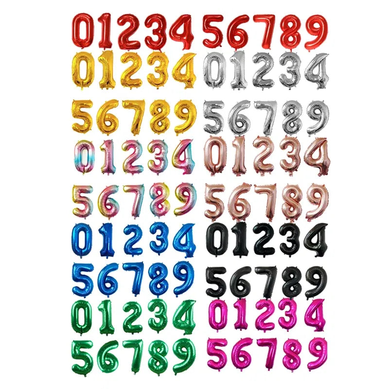 Color: RUBY, Ballon Size: 32inch, Shape: N - 16/32 inch Number Foil Rose Gold Green Silver Discolor Digital Baby Shower Supplies Kid Boy balloons Birthday Party Decoration