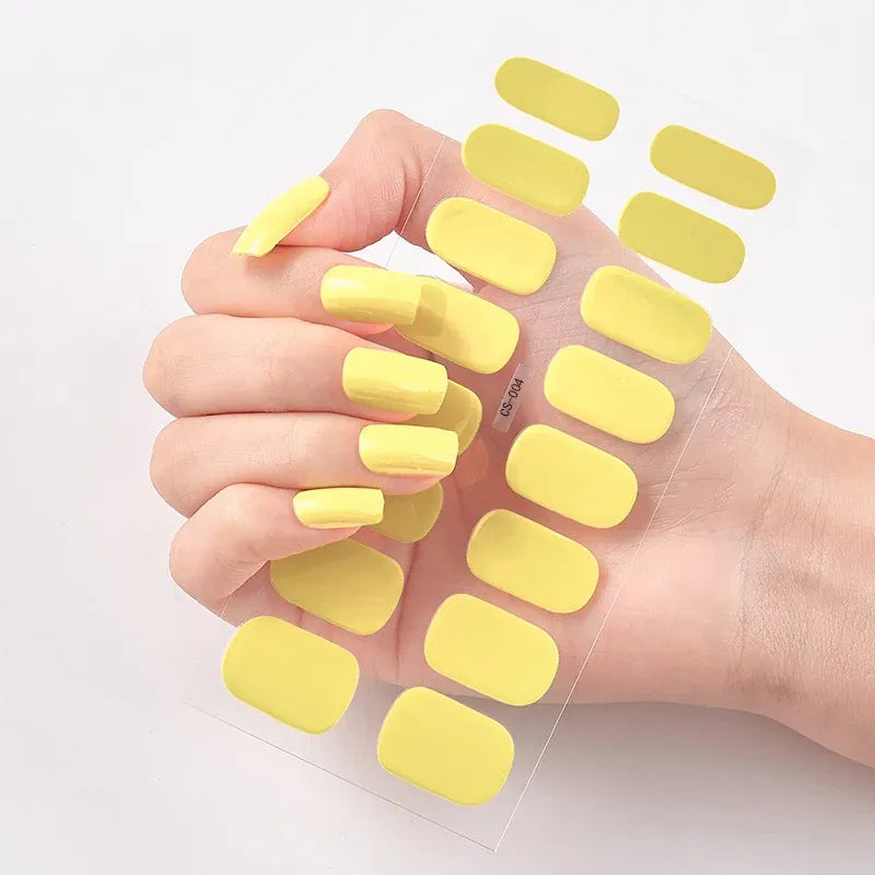Color: White Smoke - Novidades Full Cover Nail Stickers Designer Nail Decals Pure Solid Color Nail Decoration Nails Sticker Designer Creative Shiny