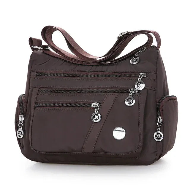 Color: NUDE, Size: S - Yogodlns Oxford Waterproof Shoulder Bag Women Casual Crossbody Bag Multifunction Shopping Handbag Large Capacity Messenger Bag