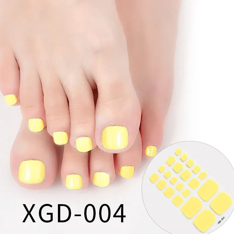 Color: black - Dropshipping 22tips/Sheet Color Toe Nail Polish Stickers/Strips Fake Nails Toenail Wraps Nail Art Nail Adhesive Self-Adhesive