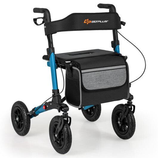 Folding Rollator Walker for Seniors with Seat for All Terrain-Navy - Color: Navy