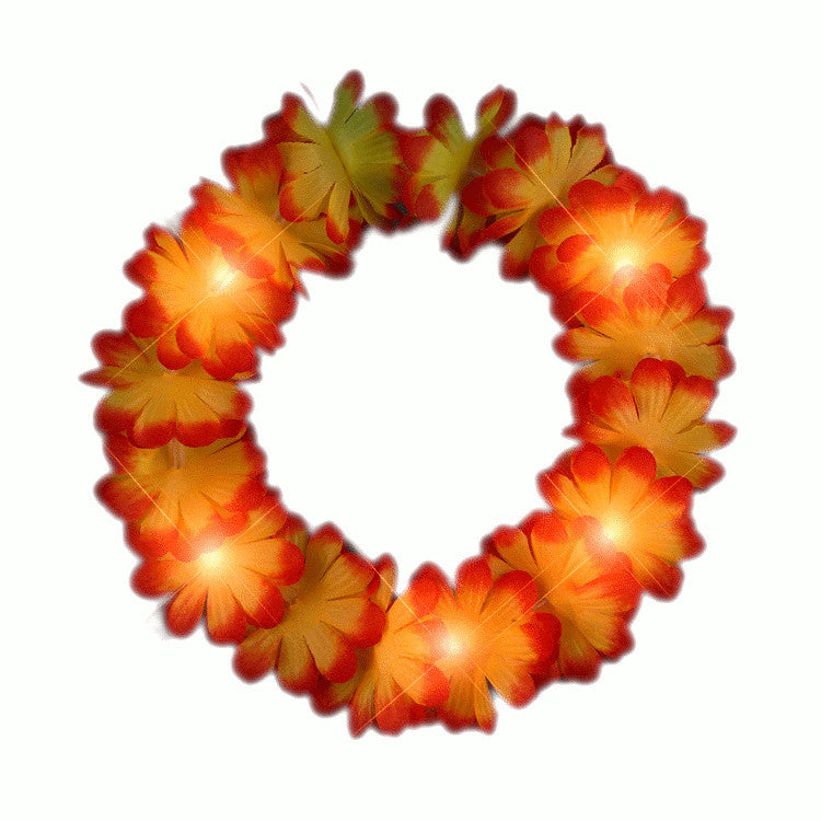 Light Up Flashing Orange Flower Crown Stretchy Headband