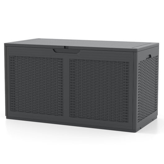 100 Gallon Resin Deck Box Outdoor Waterproof Storage Bench-Gray - Color: Gray