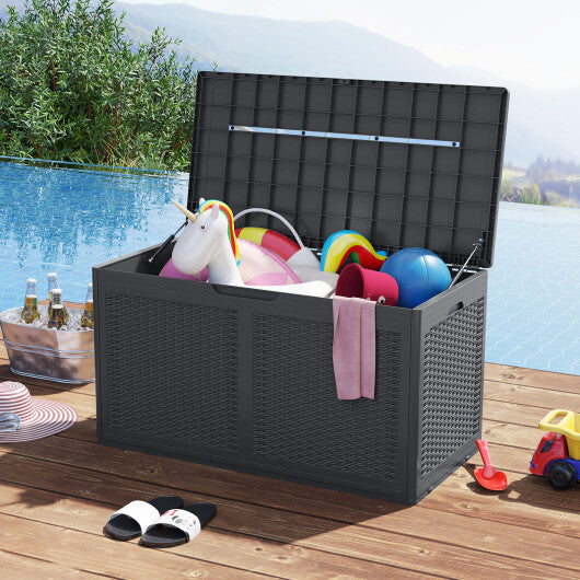100 Gallon Resin Deck Box Outdoor Waterproof Storage Bench-Gray - Color: Gray