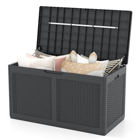 100 Gallon Resin Deck Box Outdoor Waterproof Storage Bench-Gray - Color: Gray