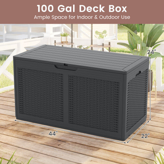 100 Gallon Resin Deck Box Outdoor Waterproof Storage Bench-Gray - Color: Gray