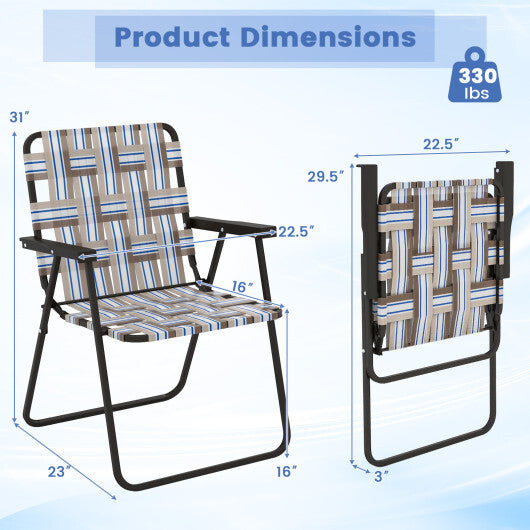 4 Pieces Folding Beach Chair Camping Lawn Webbing Chair-Coffee - Color: Coffee