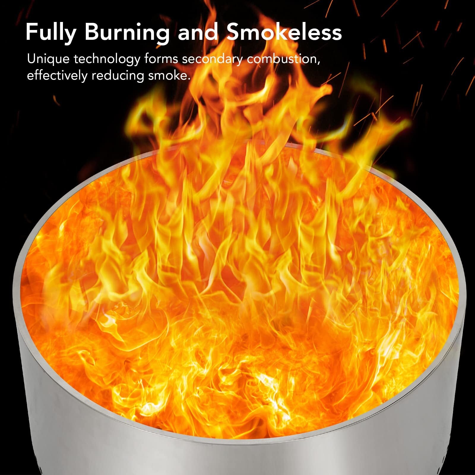 US PIONEERWORKS 27 Inch Smokeless Fire Pit for Outdoor Wood Burning Portable Stainless Steel Camping Stove With Stand