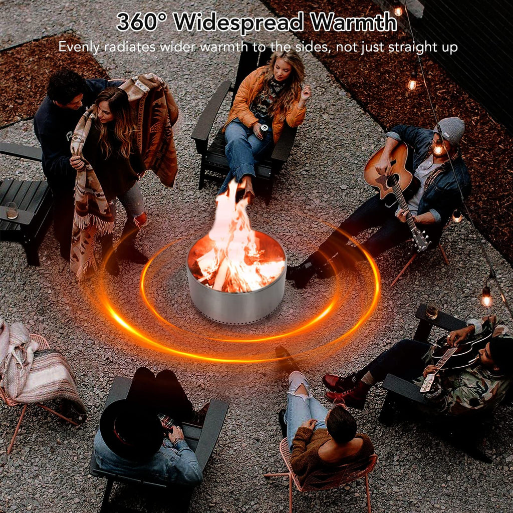 US PIONEERWORKS 27 Inch Smokeless Fire Pit for Outdoor Wood Burning Portable Stainless Steel Camping Stove With Stand