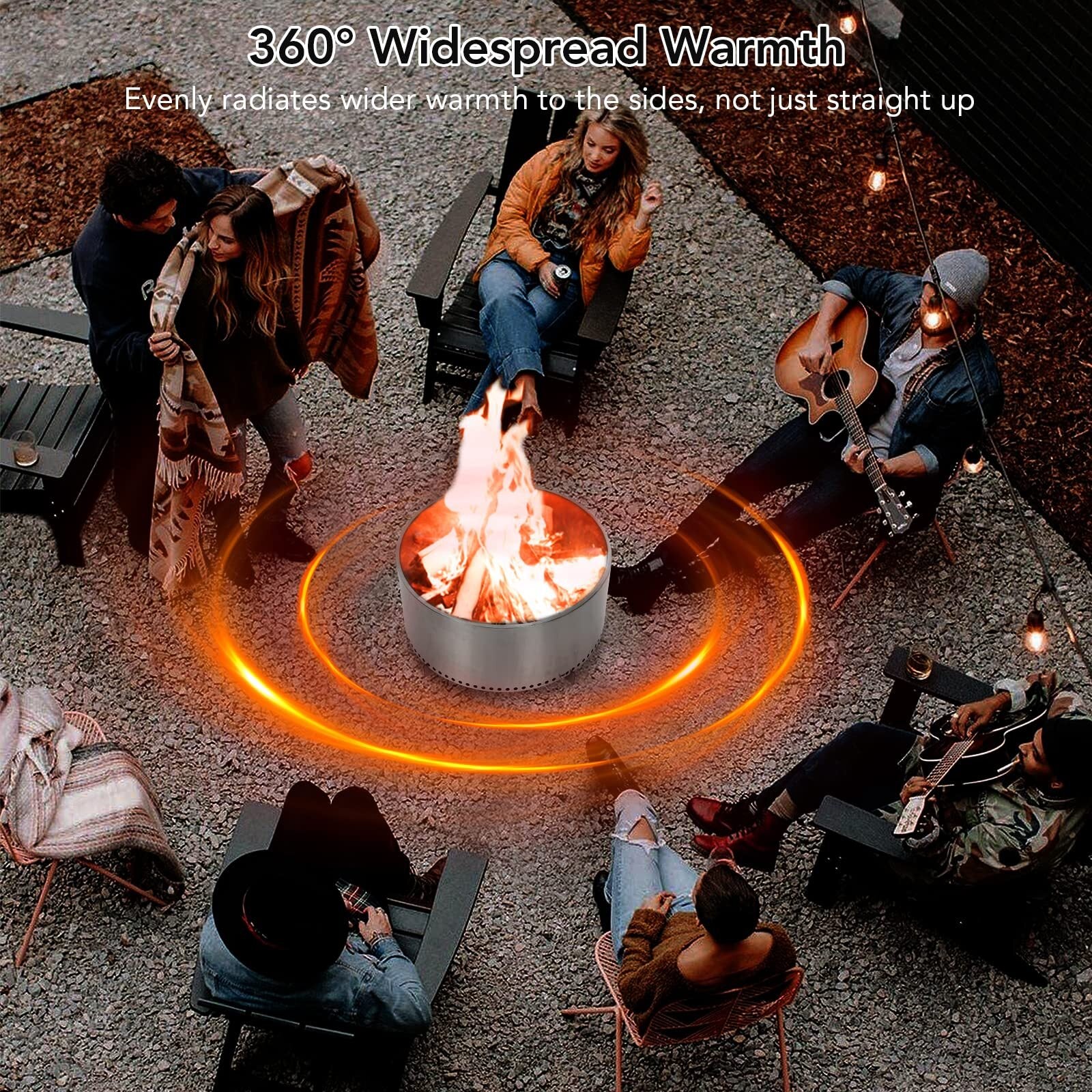 US PIONEERWORKS 27 Inch Smokeless Fire Pit for Outdoor Wood Burning Portable Stainless Steel Camping Stove With Stand