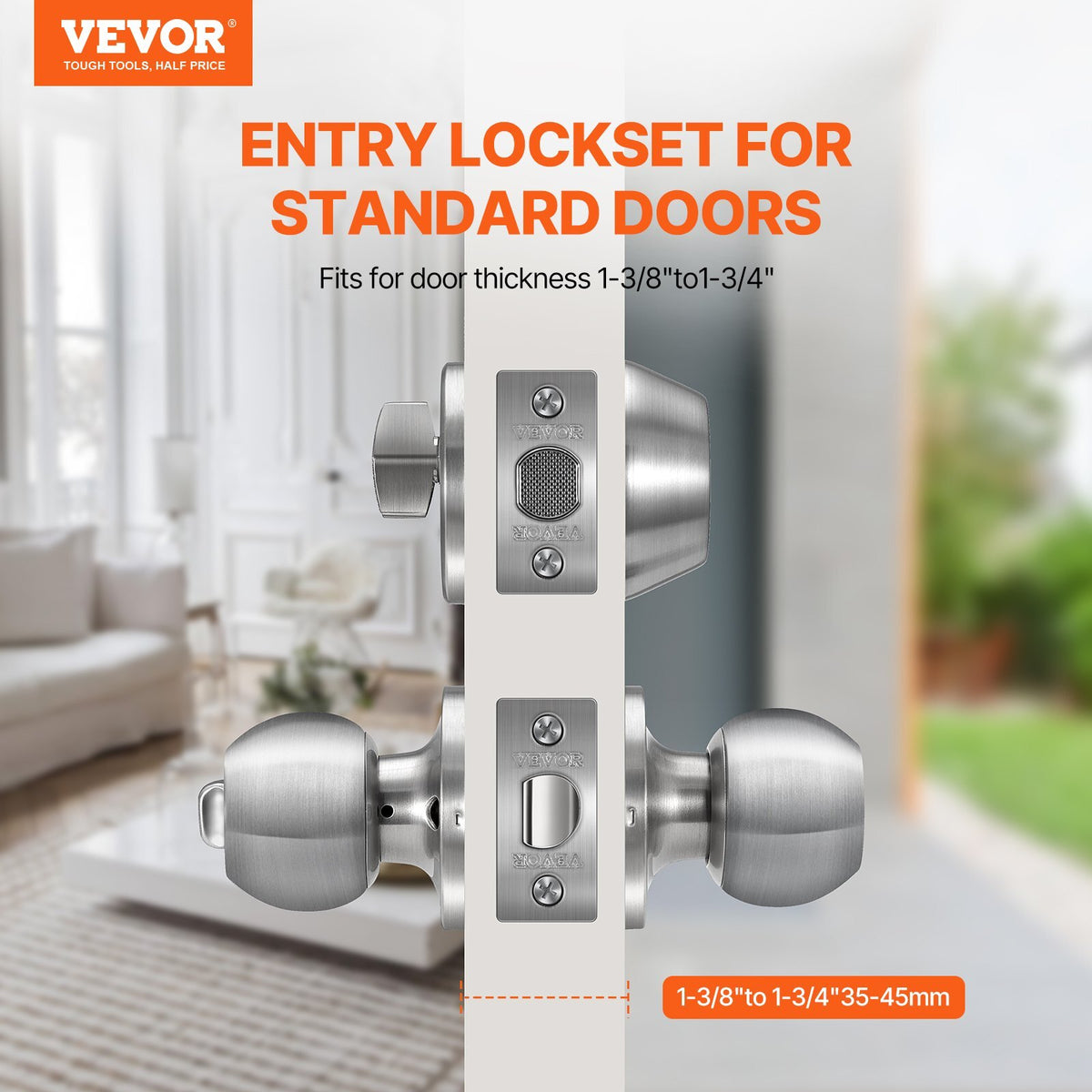Door Knob and Deadbolt Set, Satin Nickel Entry Door Knob and Single Cylinder Deadbolt Combo Pack, Fit for 1-3/8" to 1-3/4" Door Thickness, Door Lockset with Deadbolt for Entrance and Front Door