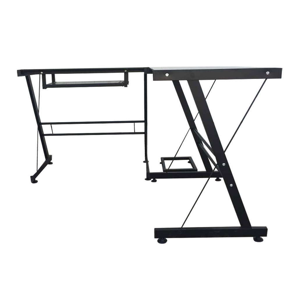 L-Shaped Durable Stalinite Splicing Computer Desk 402C Black