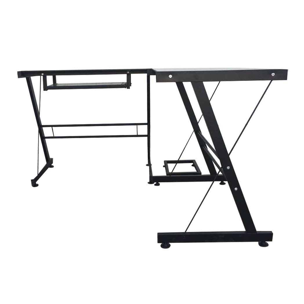 L-Shaped Durable Stalinite Splicing Computer Desk 402C Black