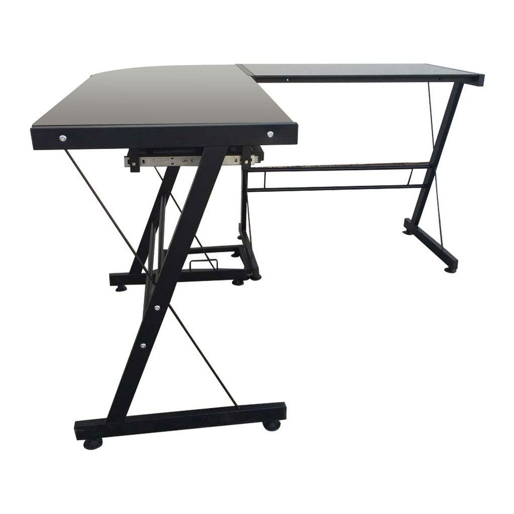 L-Shaped Durable Stalinite Splicing Computer Desk 402C Black