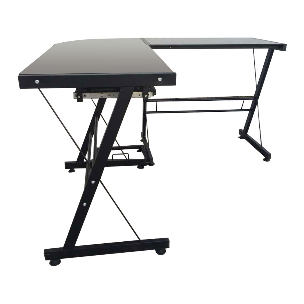 L-Shaped Durable Stalinite Splicing Computer Desk 402C Black