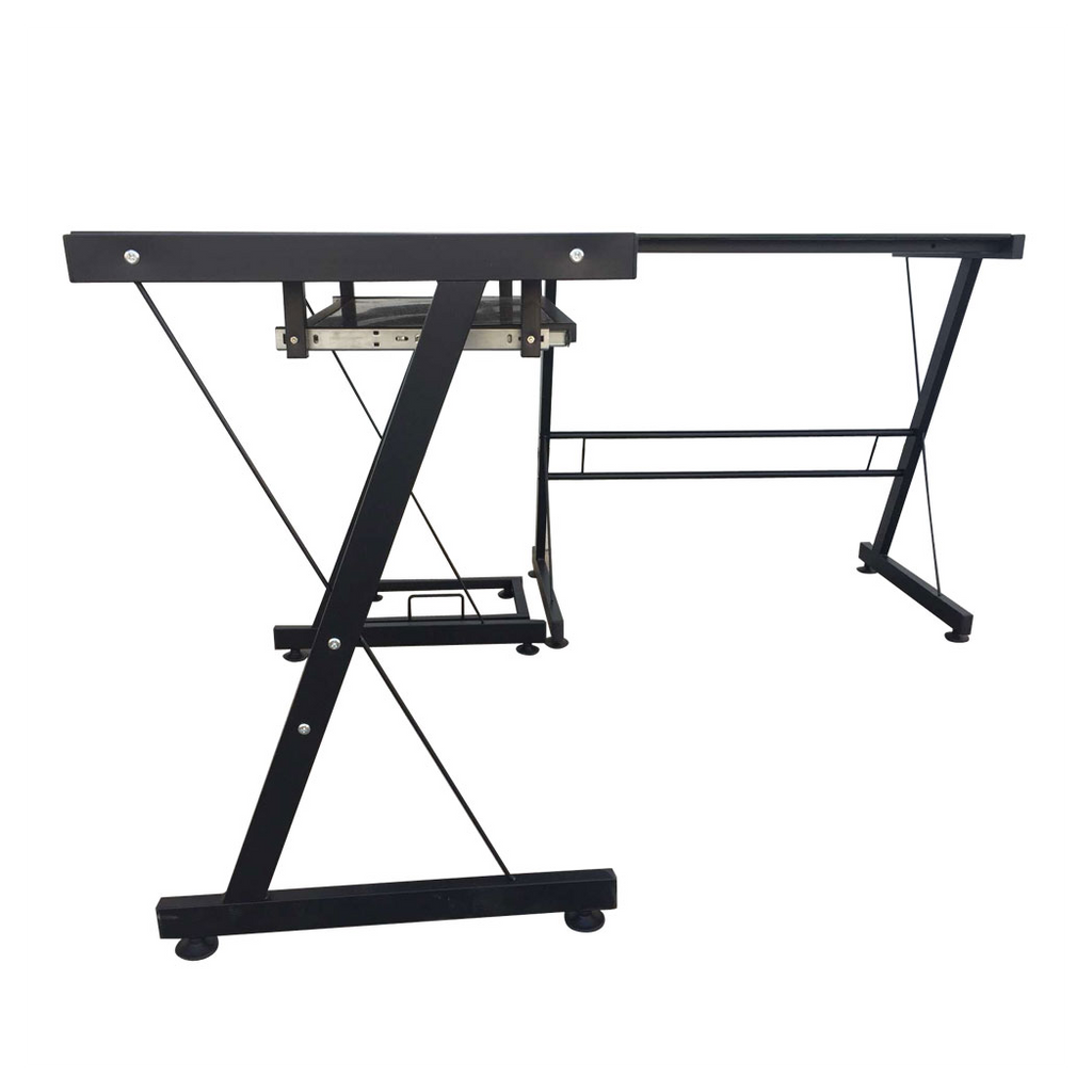L-Shaped Durable Stalinite Splicing Computer Desk 402C Black