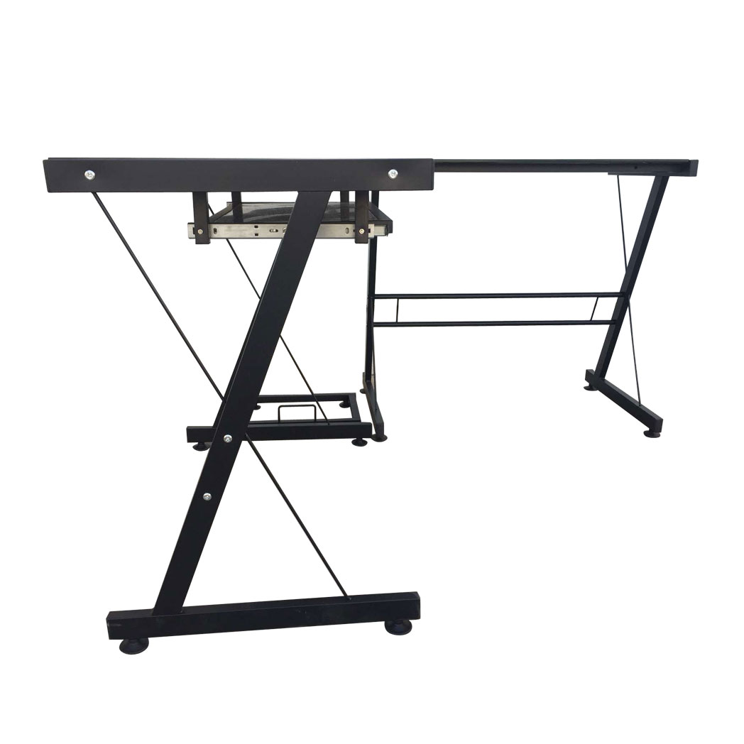 L-Shaped Durable Stalinite Splicing Computer Desk 402C Black