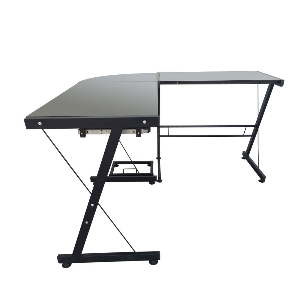 L-Shaped Durable Stalinite Splicing Computer Desk 402C Black