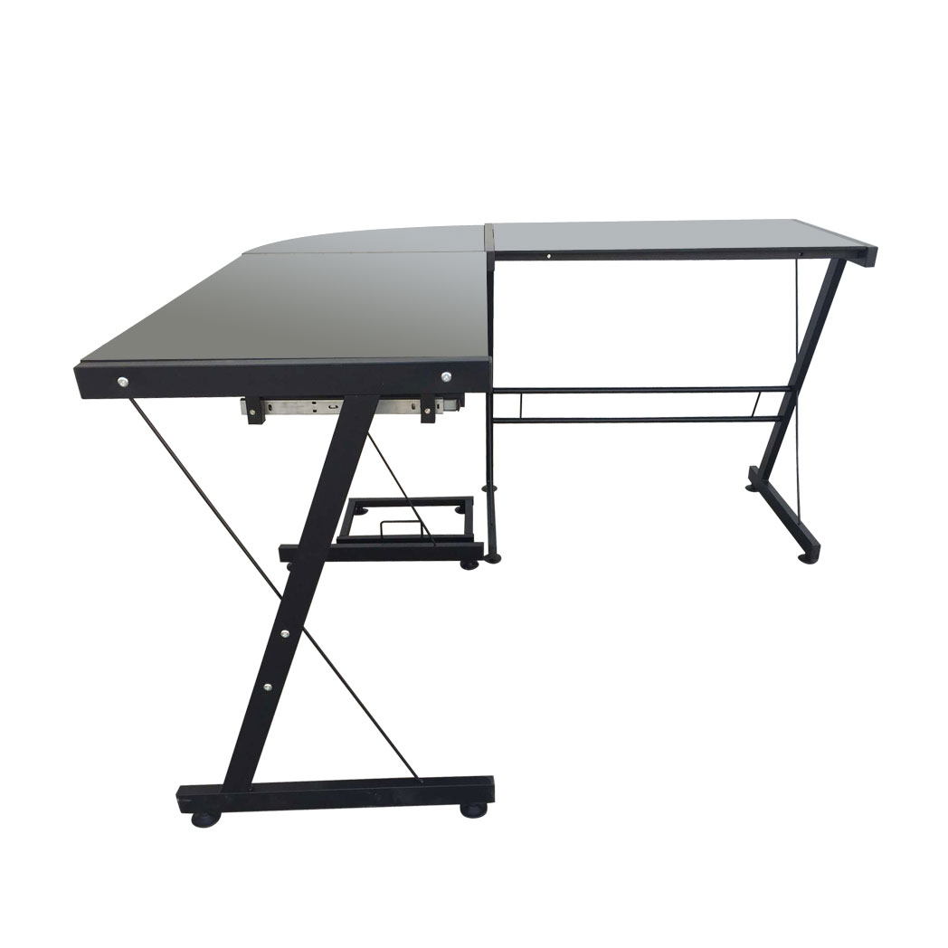 L-Shaped Durable Stalinite Splicing Computer Desk 402C Black
