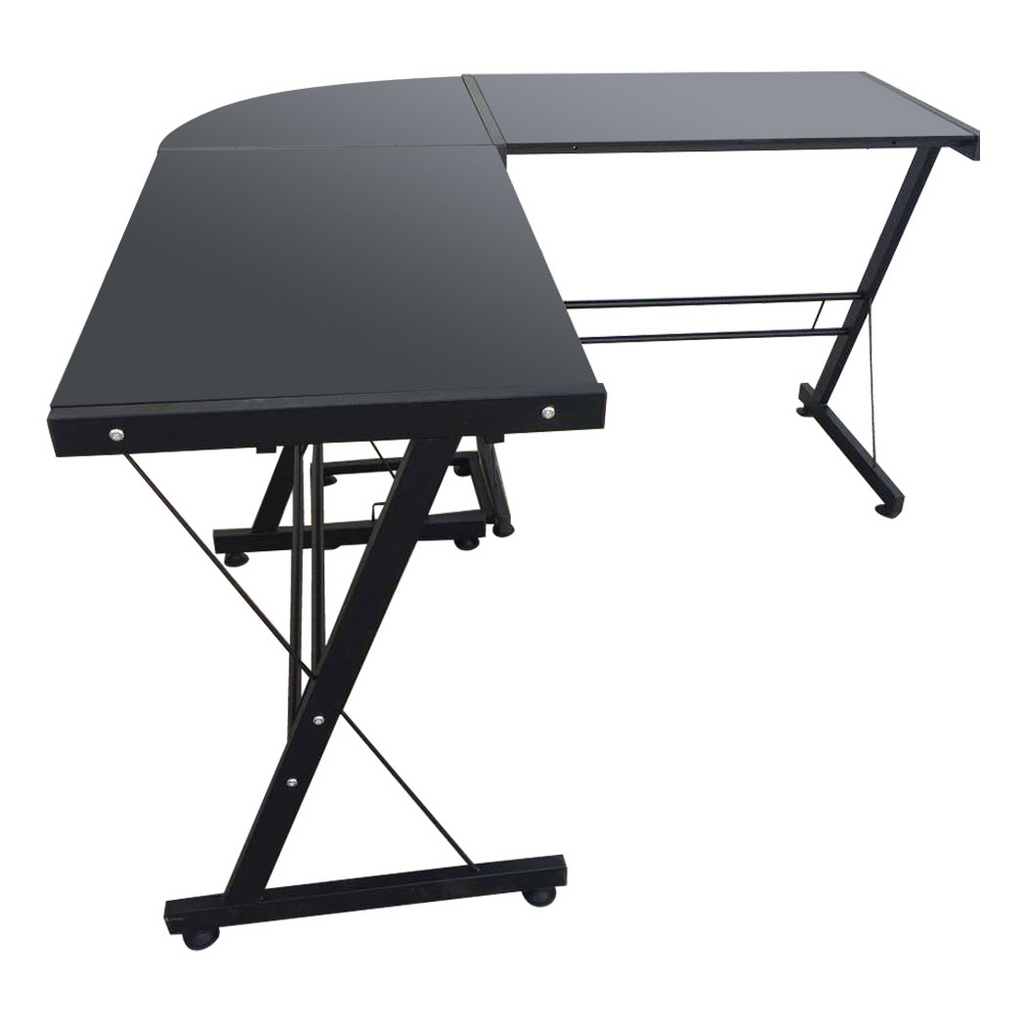 L-Shaped Durable Stalinite Splicing Computer Desk 402C Black