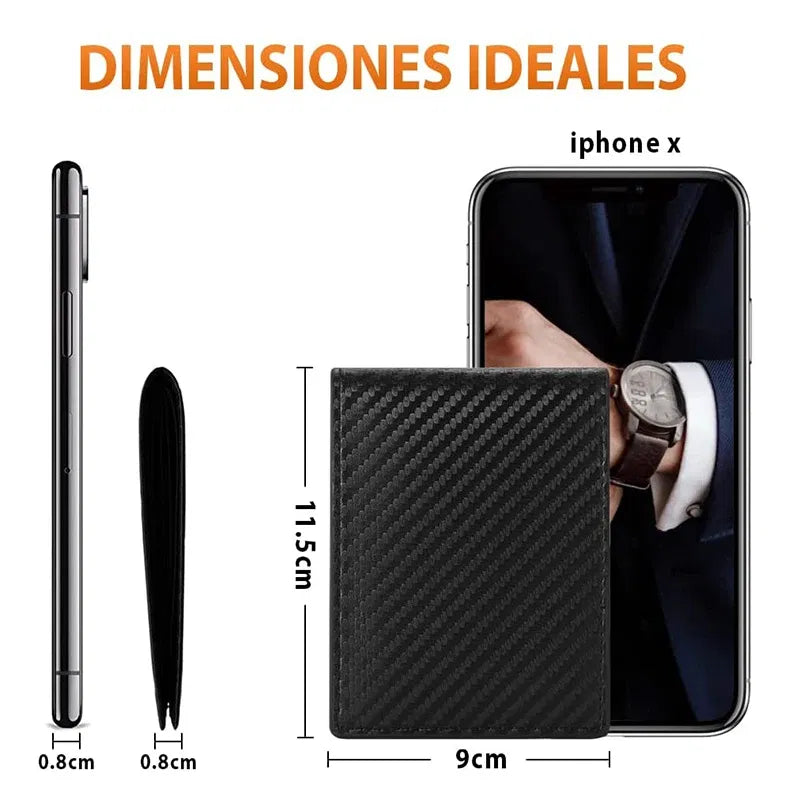 Color: Beige, Ships From: CHINA - Slim Minimalist Tri-Fold Wallet Carbon Fiber RFID Blocking Men's  Wallet With ID Window and 9 Card Slots