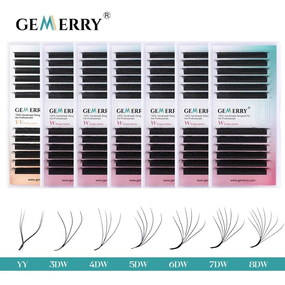 Color: Brushed Chrome, Curl: D, Thickness: 0.07mm, Length: 13mm, Ships From: CHINA - Gemerry YY Shaped Eyelash Extension Automatic Flowering W Shape Bloom 3D 4D 5D 6D 8D Premade Fans Eyelash Makeup Volume Lashes