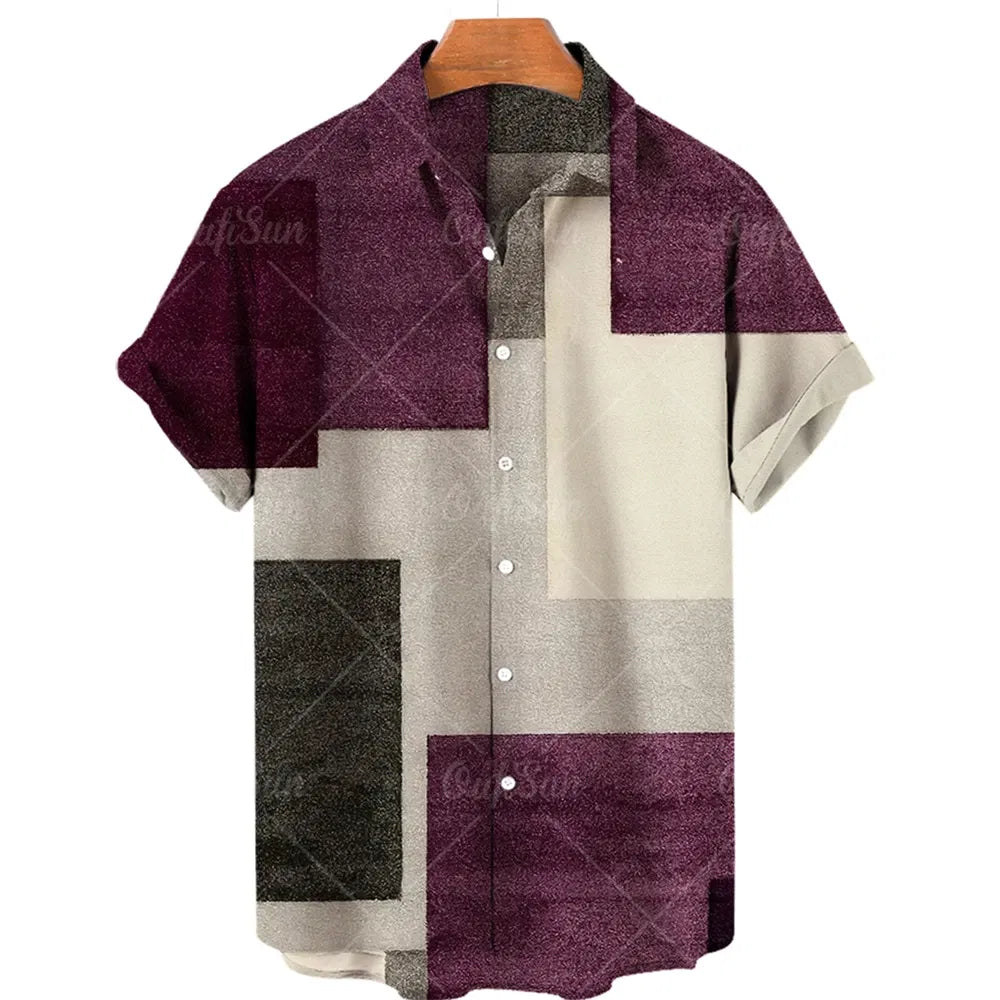 Color: MULTI, Size: M - Men's Hawaiian Shirts Men's Short Sleeved Vintage Shirt Men's Fashionable Summer Beach Tops Loose And Comfortable men's Clothing