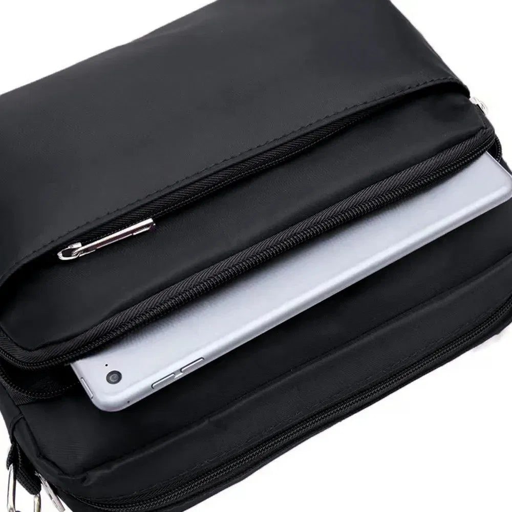 Color: Blue - New Fashion Multi-layer Travel Leisure Simple Storage Bag Black Gold Letter Series Printing Pattern One Shoulder Crossbody Bag