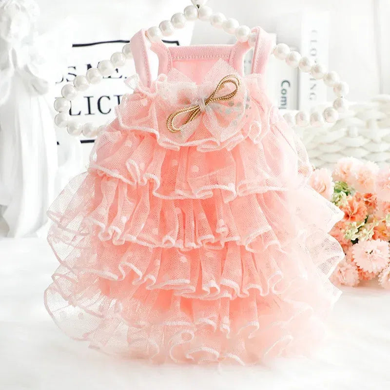 Color: WHITE, Size: XL, Ships From: CHINA - Summer Princess dog Dress for Little Small Puppies pet Animal Cat Tutu Wedding Party Skirt Clothes for Chihuahua Poodle