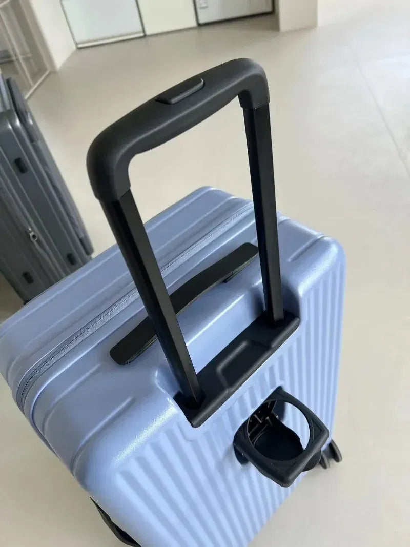 Color: Beige, Luggage Size: 16Inches 400mm, Ships From: CHINA - 2025 New 20-inch PC Hard Shell Lightweight Roller Travel Expandable Multifunctional Front Opening Suitcase Cabin Trolley Case
