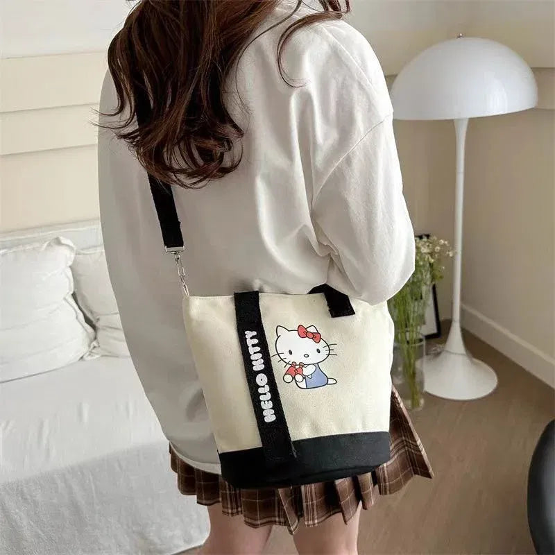Color: SKY BLUE - Sanrio Hello Kitty Kuromi Canvas Shoulder Bag Kawaii Anime Print Lightweight Crossbody Purse for Girl