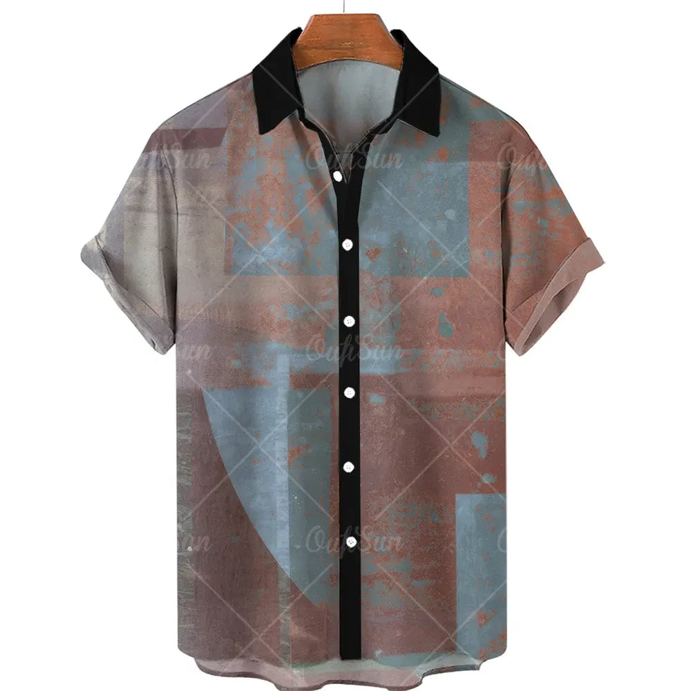 Color: MULTI, Size: M - Men's Hawaiian Shirts Men's Short Sleeved Vintage Shirt Men's Fashionable Summer Beach Tops Loose And Comfortable men's Clothing