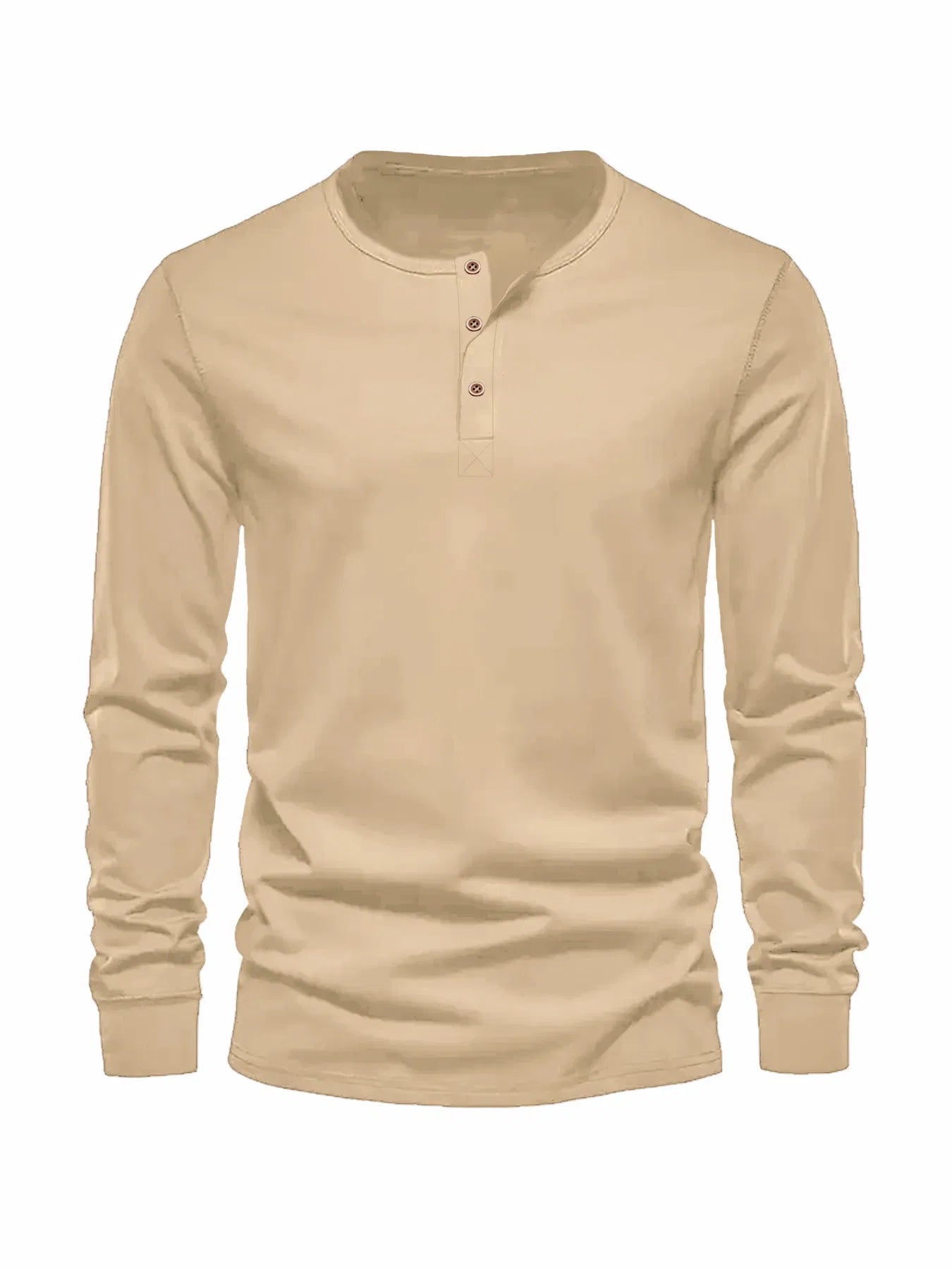 Color: Brown, Size: XL - Men's Long Sleeved Henley Neck T-shirt Slim Fit Bottoming Shirt Fitness Tops Tees Button Neck Casual Cozy Tshirt