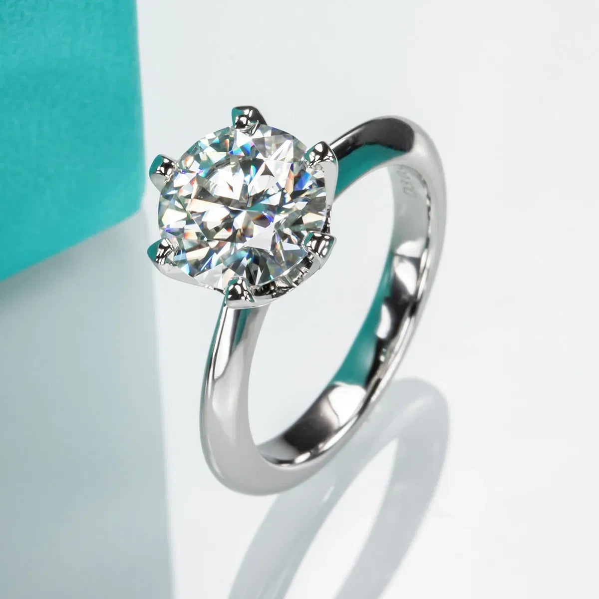 Gem Color: Blue, Ships From: CHINA, Ring Size: 5 - AnuJewel 1ct 2ct 3ct 5ct D Color Moissanite Engagement  Ring For Women 925 Sterling Silver Gold Plated Solitaire Rings Wholesale