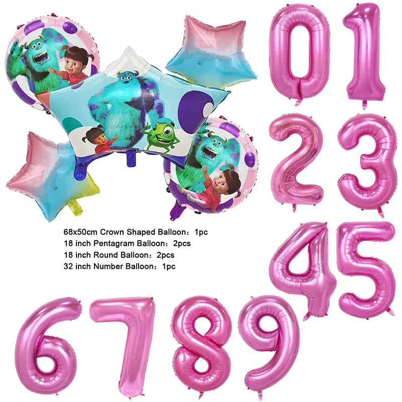 Color: Deep Sapphire, Capacity: 1500ml - Monsters University Monsters, Inc. James P. Sullivan Theme Birthday Party Decoration Crown Shaped Balloon Set Baby Shower