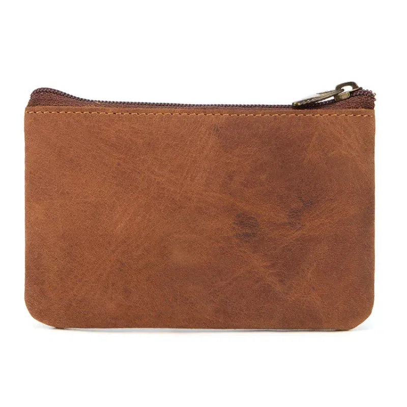 Color: Dark Khaki - New Cow Leather Men's And Women's Change Vintage Coin Bag Headphone Purse Storage Mini Bag For Man And Woman