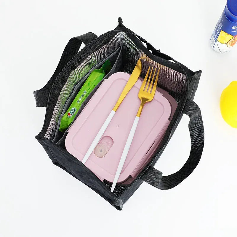 Color: Brown - High-Capacity Portable Insulated Lunch Bag Women Kid Picnic Work Travel Food Thermal Storage Container Bento Box Cooler Tote Bag